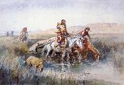 Charles M Russell Indian Women Moving Camp oil painting
